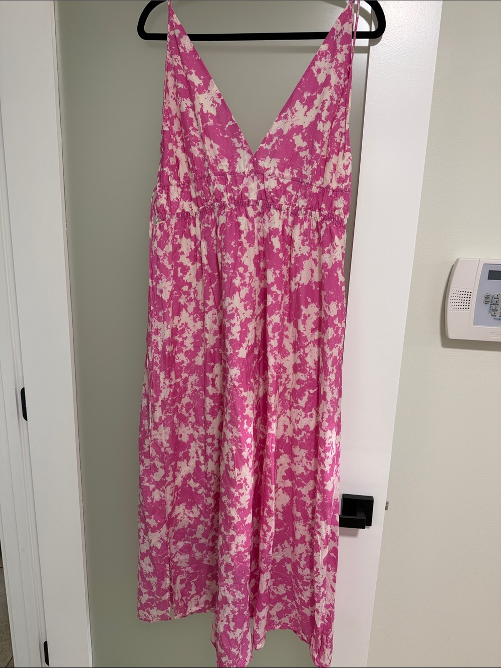 & Other Stories Pink and Cream Floral V-Neck Maxi Dress